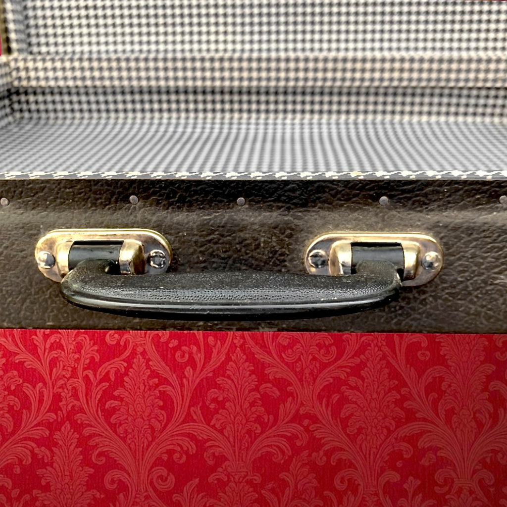 Valise Vintage Plate Anthracite Intérieur Pied-de-Poule Années 50