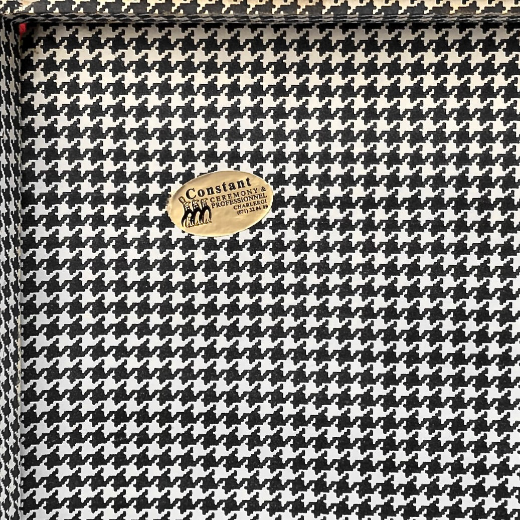 Valise Vintage Plate Anthracite Intérieur Pied-de-Poule Années 50