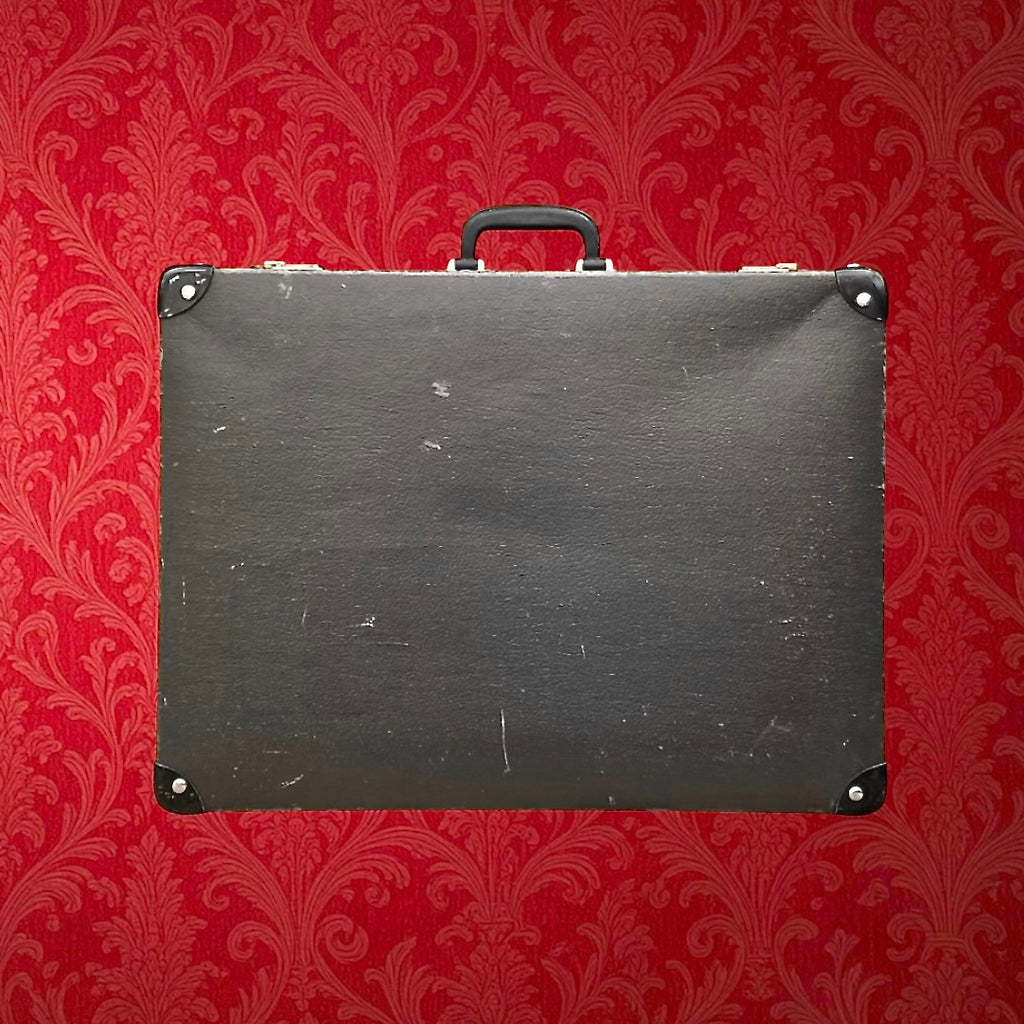 Valise Vintage Plate Anthracite Intérieur Pied-de-Poule Années 50