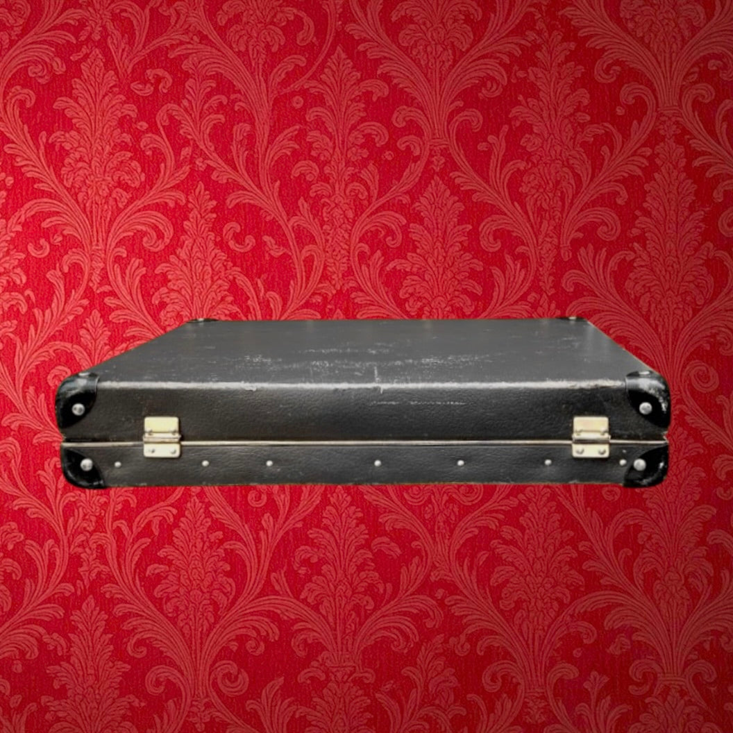 Valise Vintage Plate Anthracite Intérieur Pied-de-Poule Années 50