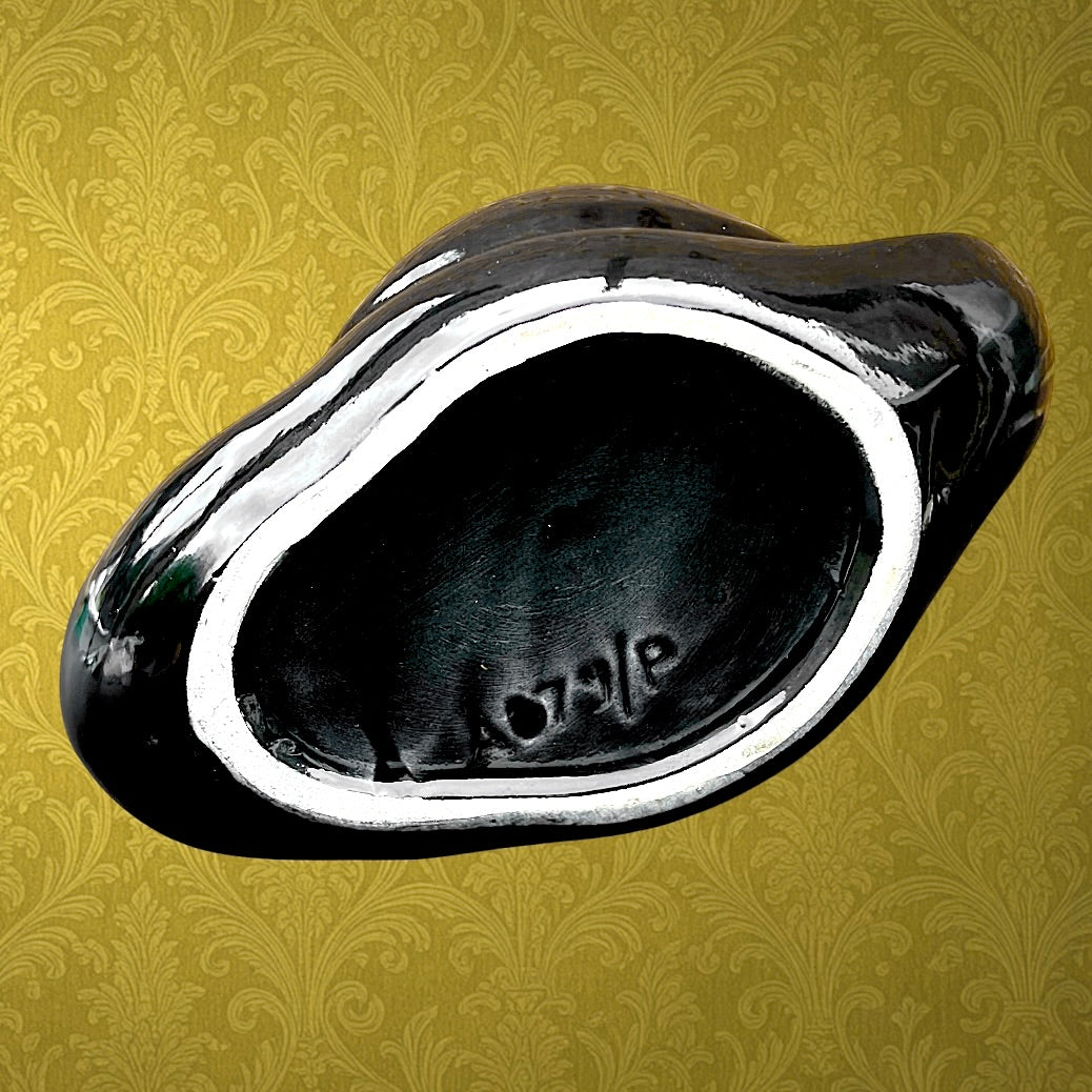 Coupe Cygne Vintage Céramique Noir et Or Années 60