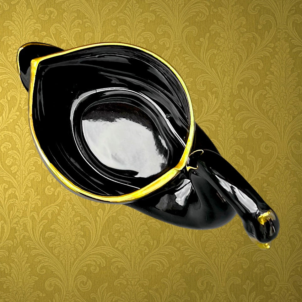 Coupe Cygne Vintage Céramique Noir et Or Années 60