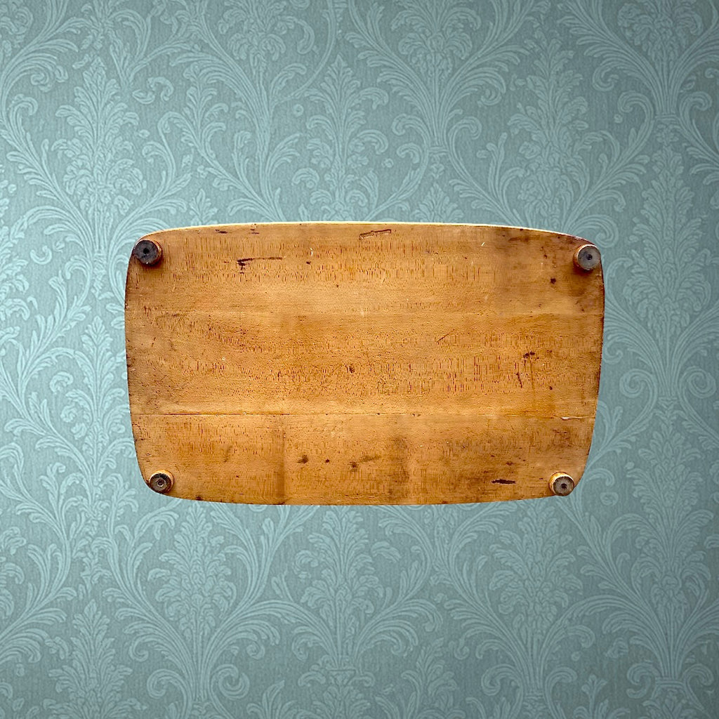 Boîte a pain ancienne en bois et céramique – Motif floral – Allemagne - Années 50