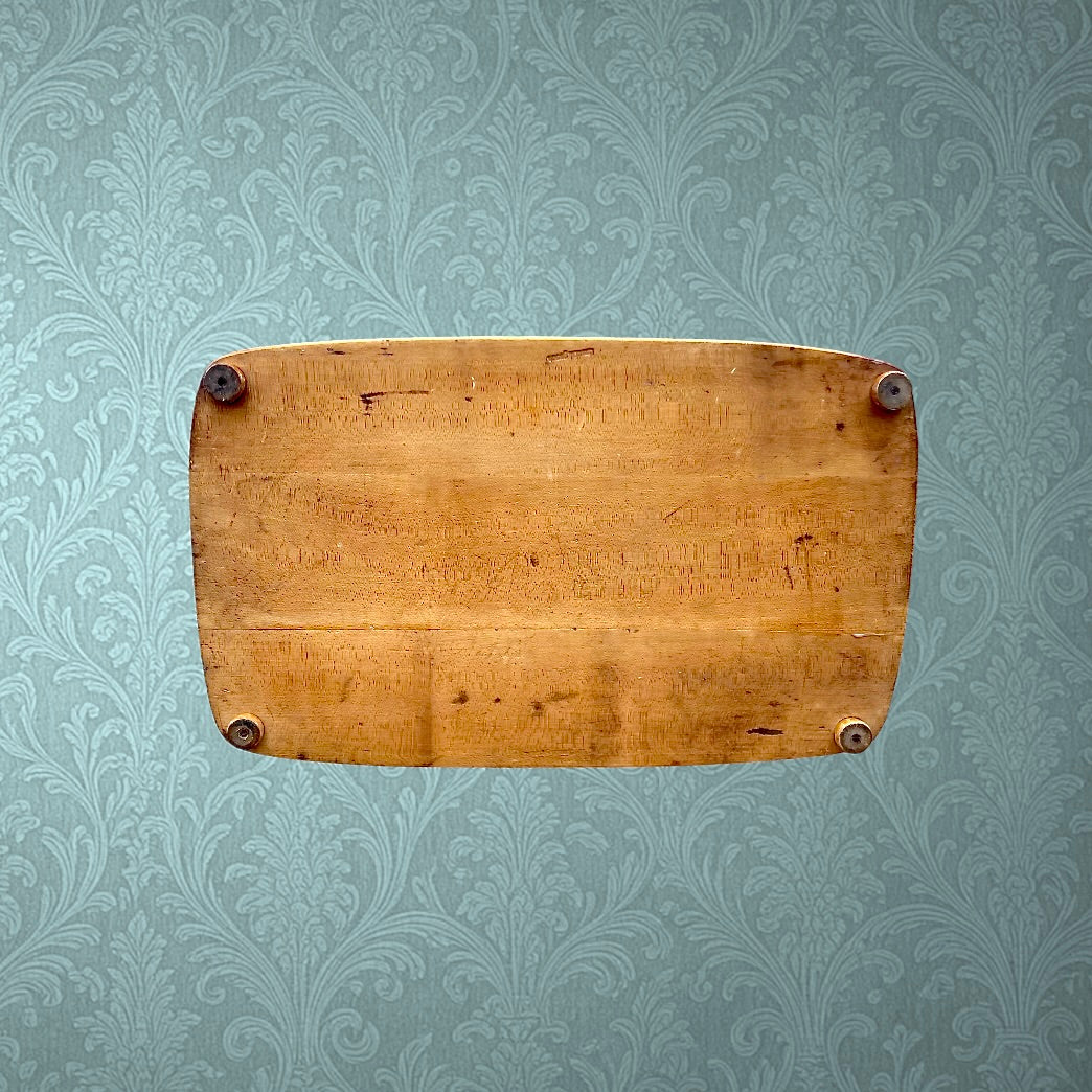 Boîte a pain ancienne en bois et céramique – Motif floral – Allemagne - Années 50