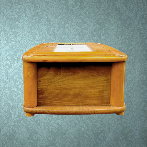 Boîte a pain ancienne en bois et céramique – Motif floral – Allemagne - Années 50