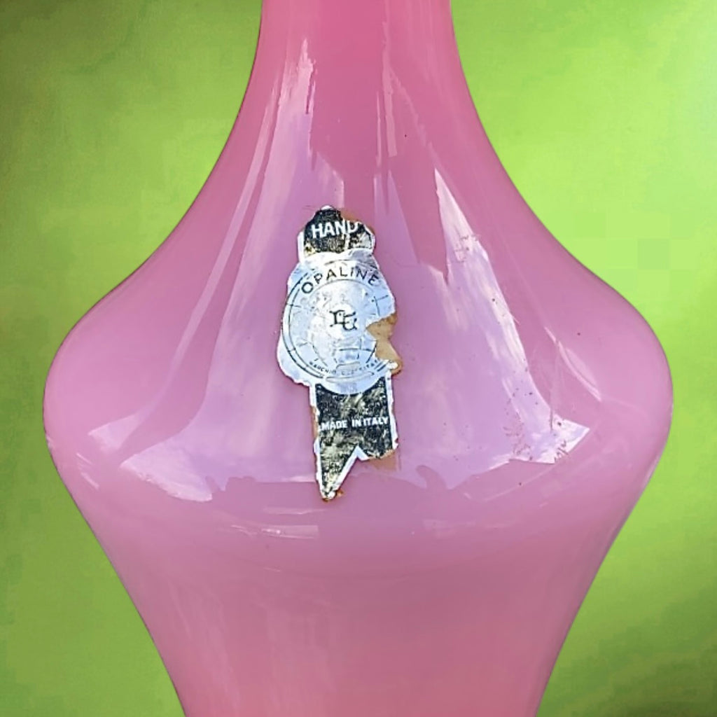 Vase Opaline Rose  Made In Italy Années 60