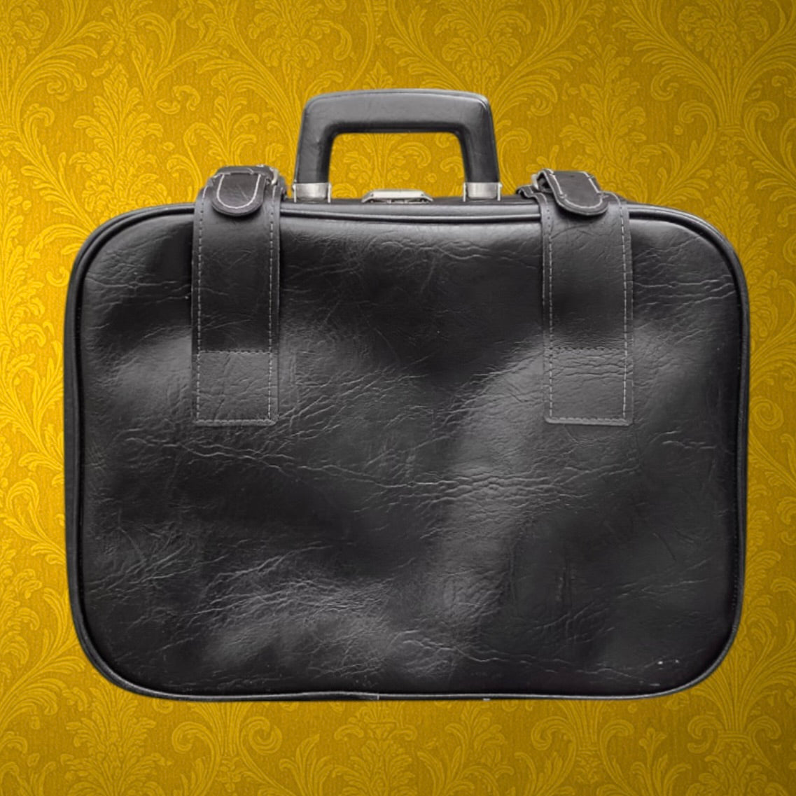 Petite Valise Rétro Skaï Noir Fermoir Métal Années 60