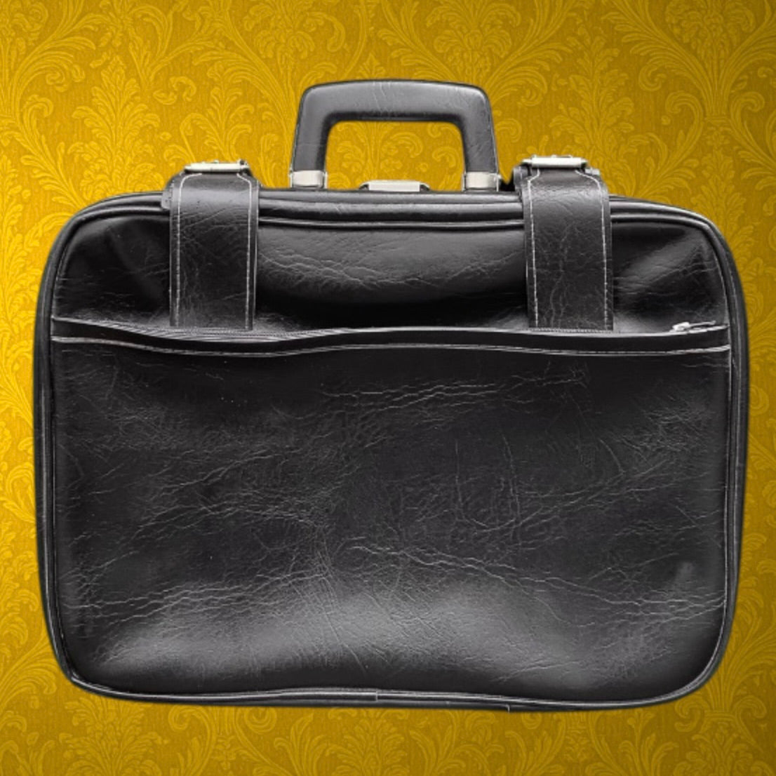 Petite Valise Rétro Skaï Noir Fermoir Métal Années 60