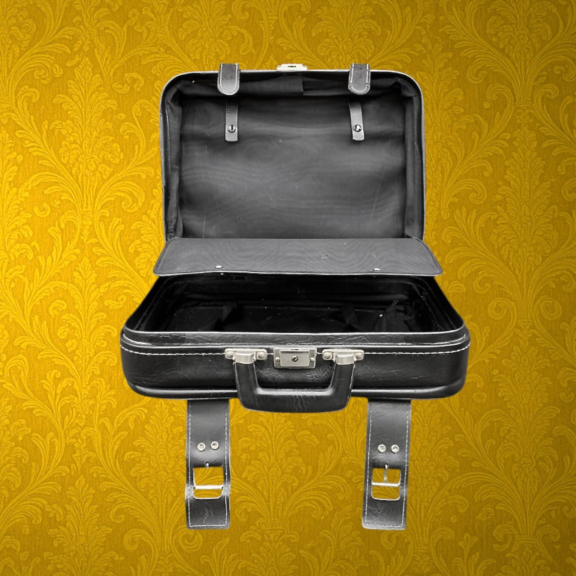 Petite Valise Rétro Skaï Noir Fermoir Métal Années 60