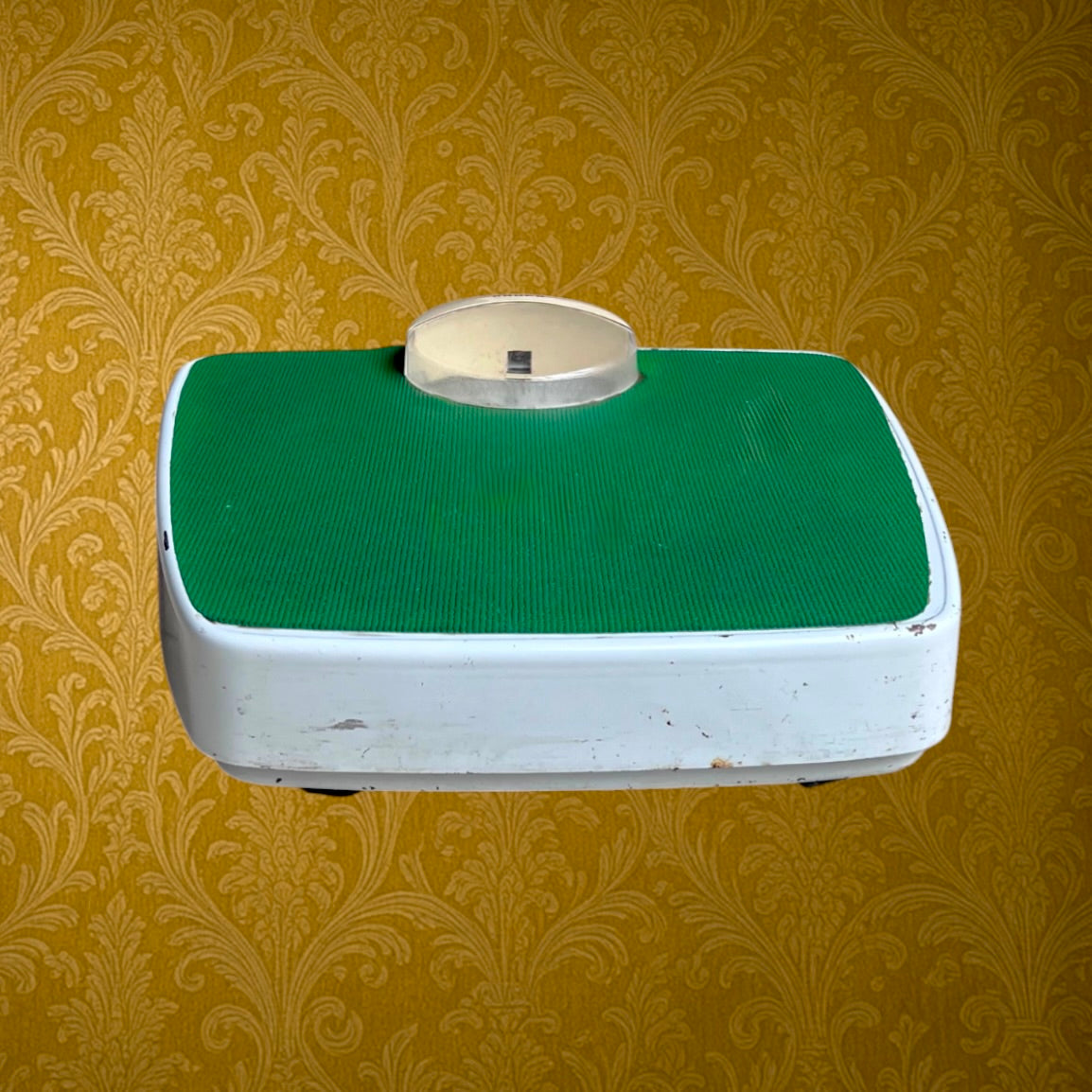 Pèse-personne Krups mécanique – métal blanc et surface verte – fabrication Irlande – années 70