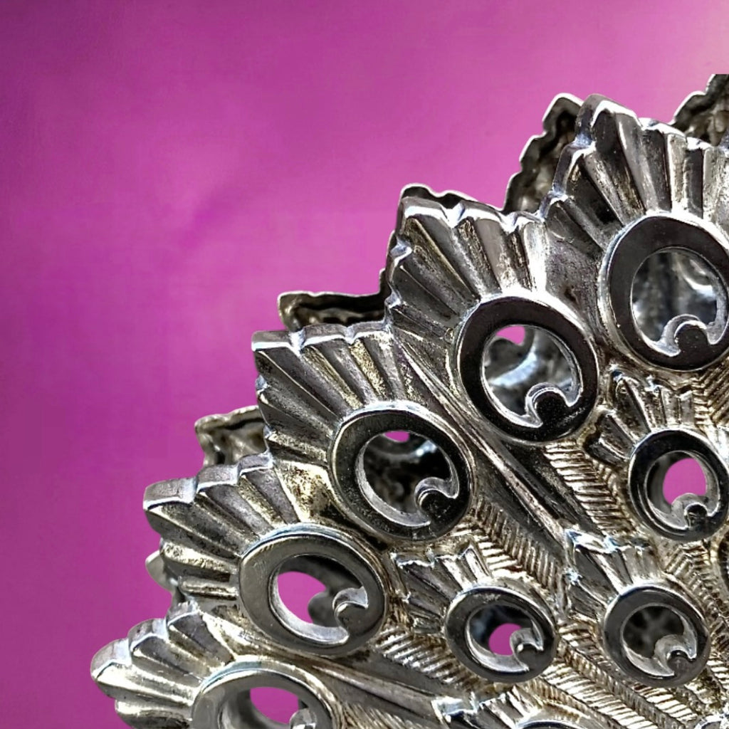 Porte-serviettes ancien paon en métal argenté – Silver Plated Italy - Années 70