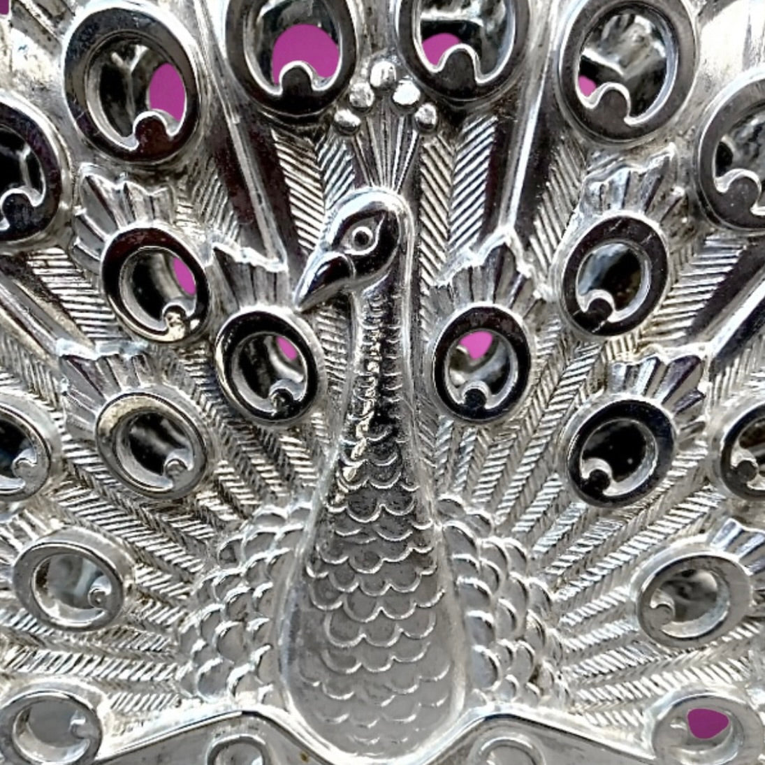 Porte-serviettes ancien paon en métal argenté – Silver Plated Italy - Années 70