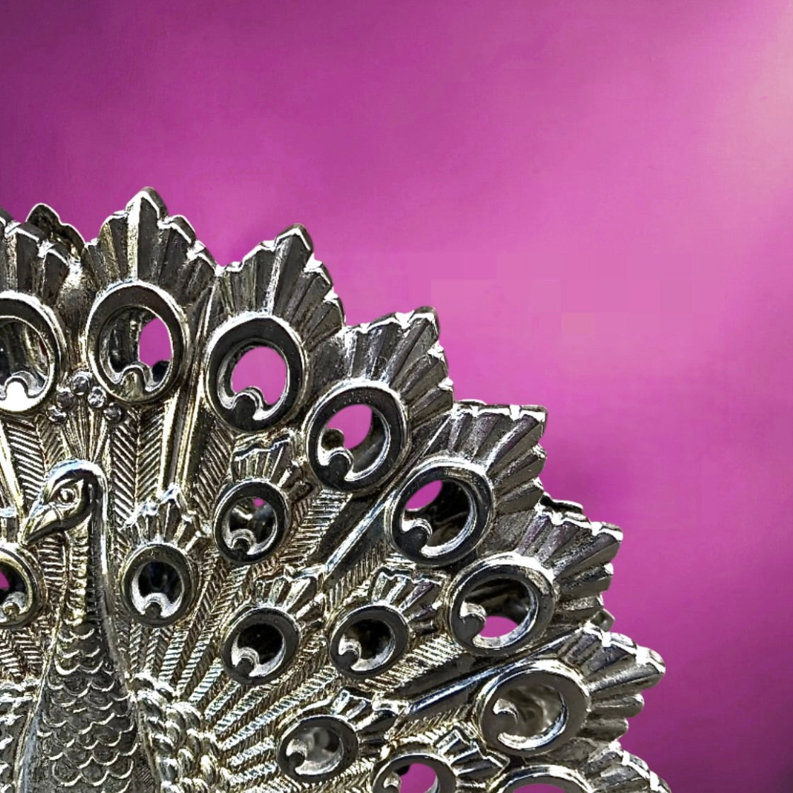 Porte-serviettes ancien paon en métal argenté – Silver Plated Italy - Années 70