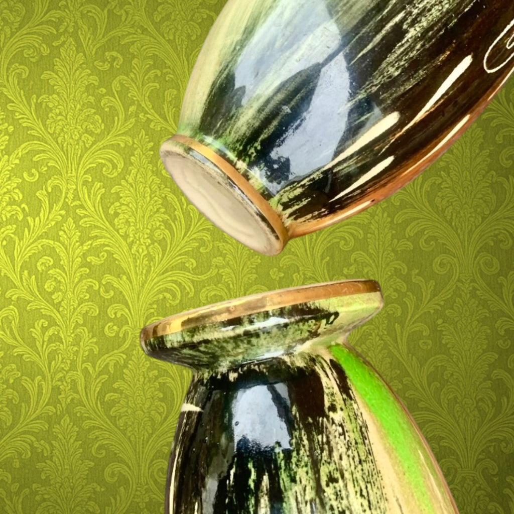Duo de vases anciens Hubert Bequet Quaregnon – faïence belge années 50