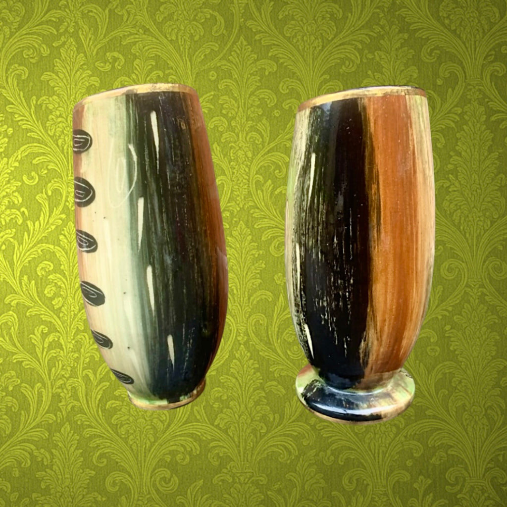 Duo de vases anciens Hubert Bequet Quaregnon – faïence belge années 50