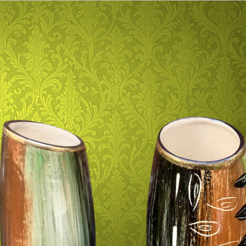 Duo de vases anciens Hubert Bequet Quaregnon – faïence belge années 50