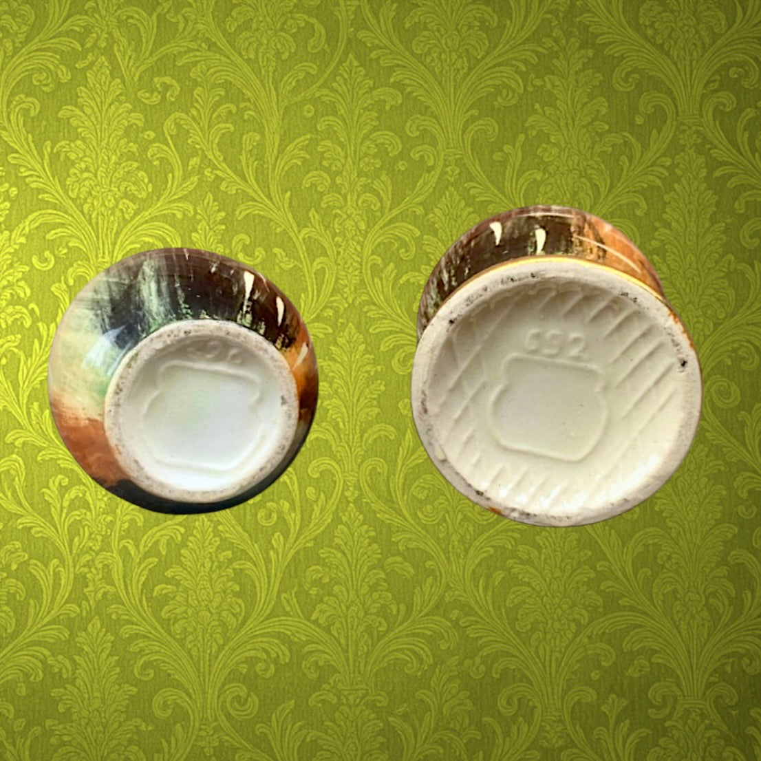 Duo de vases anciens Hubert Bequet Quaregnon – faïence belge années 50