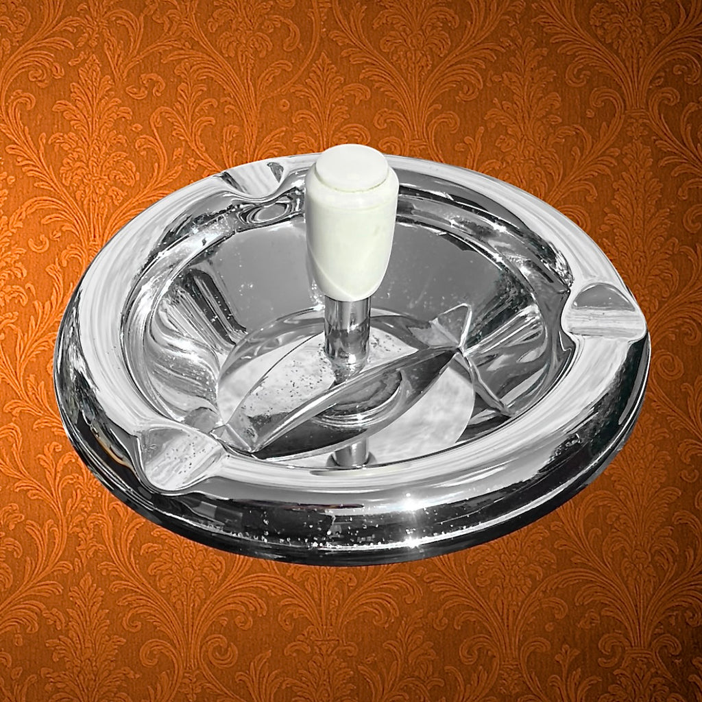 Cendrier sur pied Mettawa aluminium poli et métal chromé années 1970 design hollandais