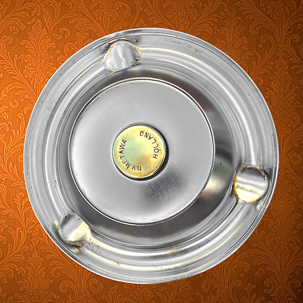 Cendrier sur pied Mettawa aluminium poli et métal chromé années 1970 design hollandais