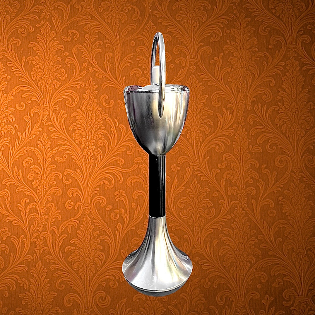 Cendrier sur pied Mettawa aluminium poli et métal chromé années 1970 design hollandais