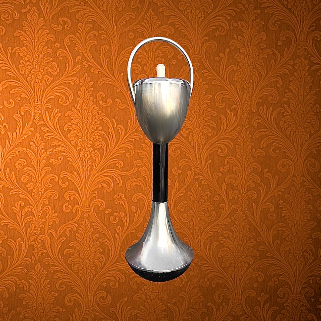 Cendrier sur pied Mettawa aluminium poli et métal chromé années 1970 design hollandais
