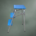 Escabeau pliant bleu bois et métal années 60

