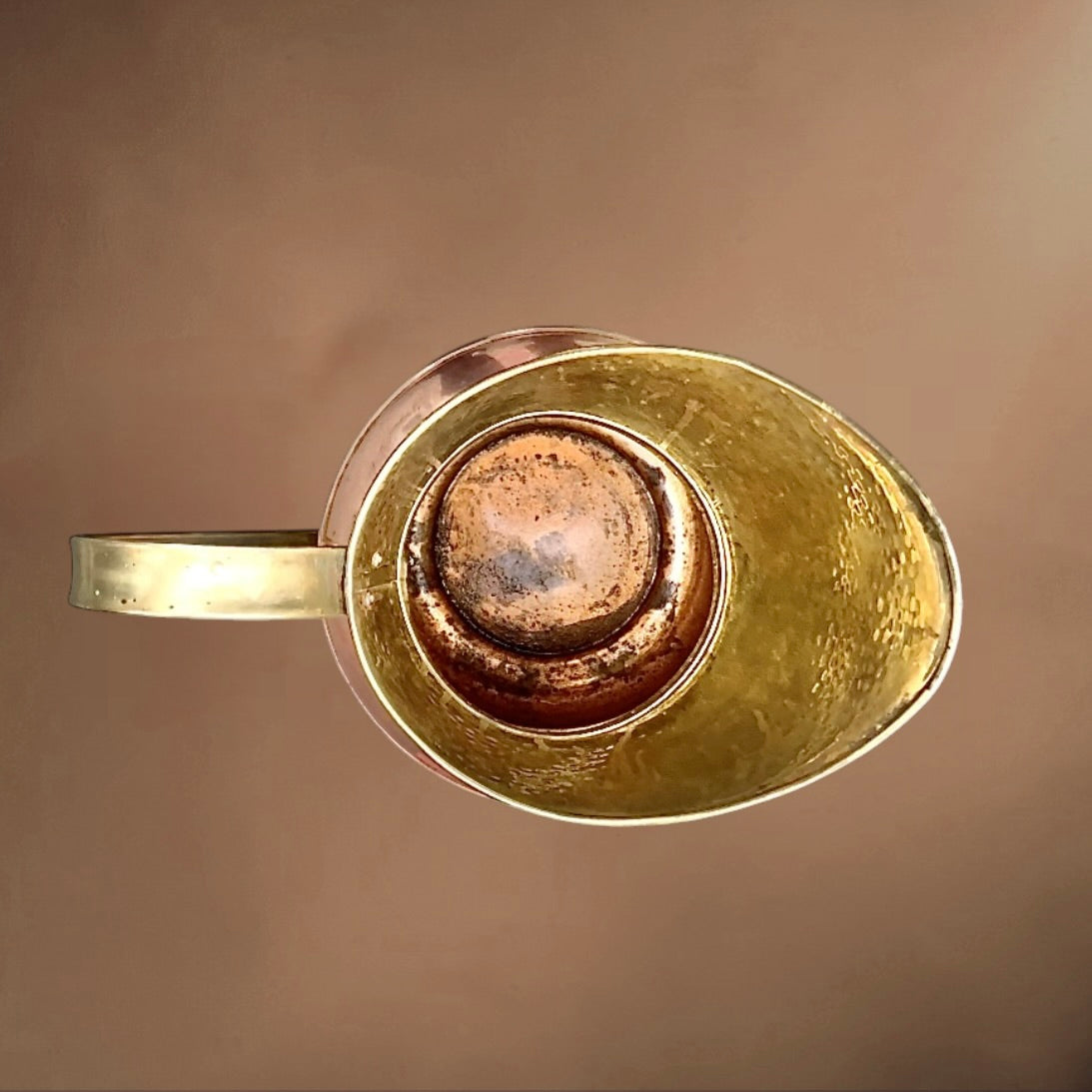 Grande Cruche Ancienne Cuivre Martelé Bicolore - Années 40