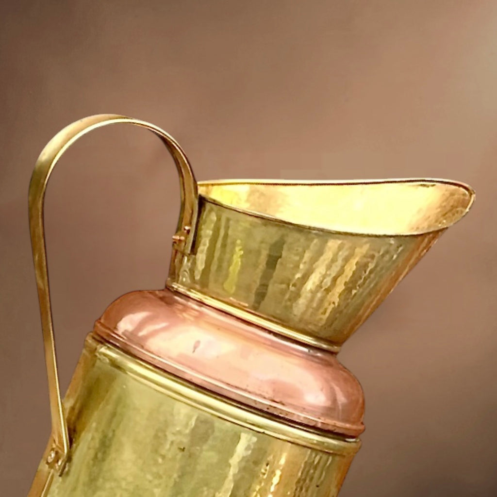 Grande Cruche Ancienne Cuivre Martelé Bicolore - Années 40