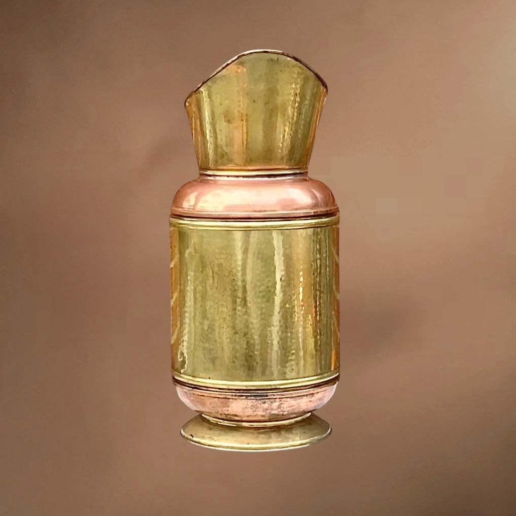 Grande Cruche Ancienne Cuivre Martelé Bicolore - Années 40