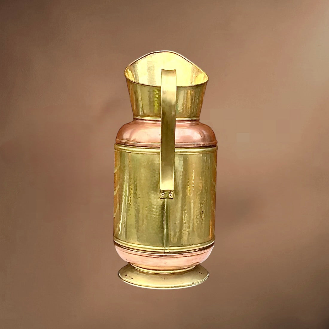 Grande Cruche Ancienne Cuivre Martelé Bicolore - Années 40
