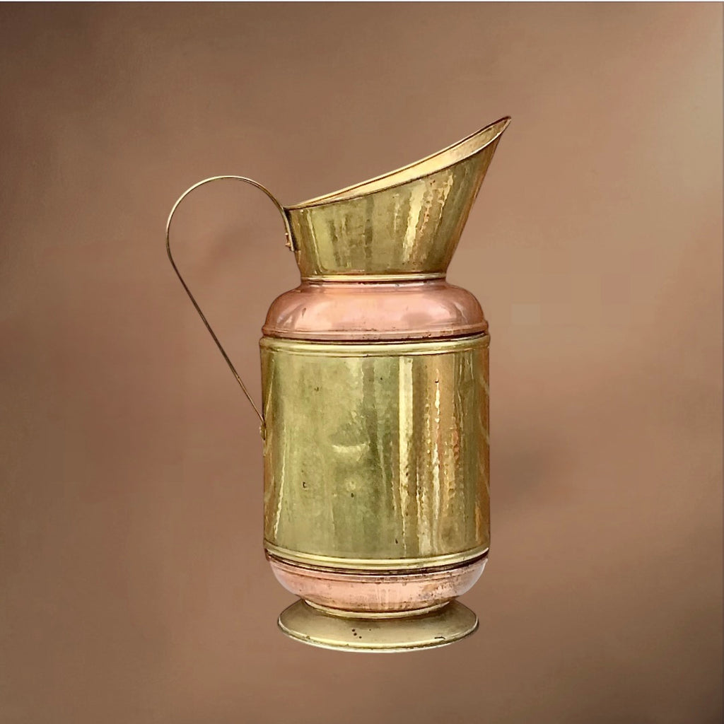 Grande Cruche Ancienne Cuivre Martelé Bicolore - Années 40