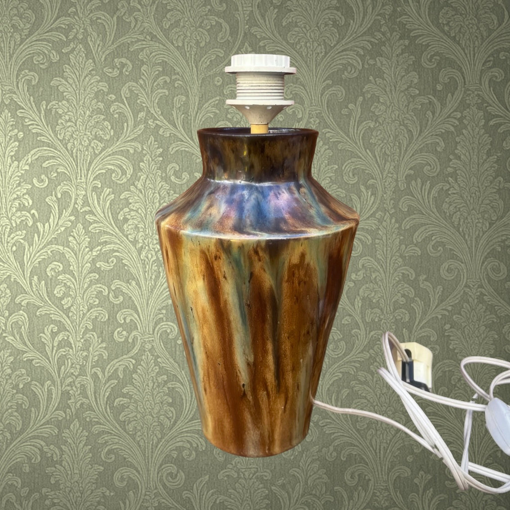 Pied De Lampe En Grès Vernissé Flammé Années 1960 1970 Céramique Vintage