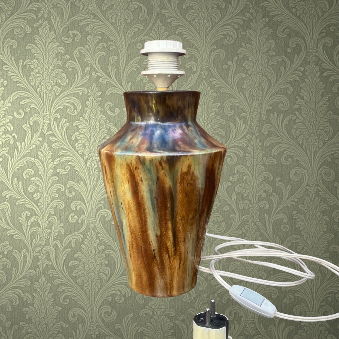 Pied De Lampe Grès Vernissé Flammé