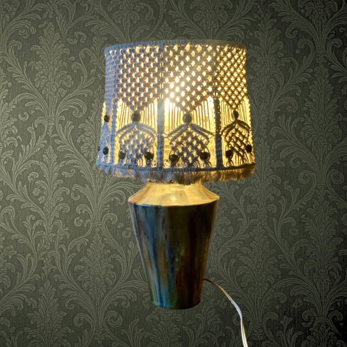 Pied De Lampe En Grès Vernissé Flammé Années 1960 1970 Céramique Vintage