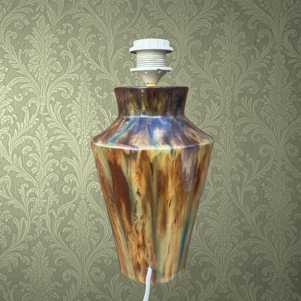 Pied De Lampe En Grès Vernissé Flammé Années 1960 1970 Céramique Vintage