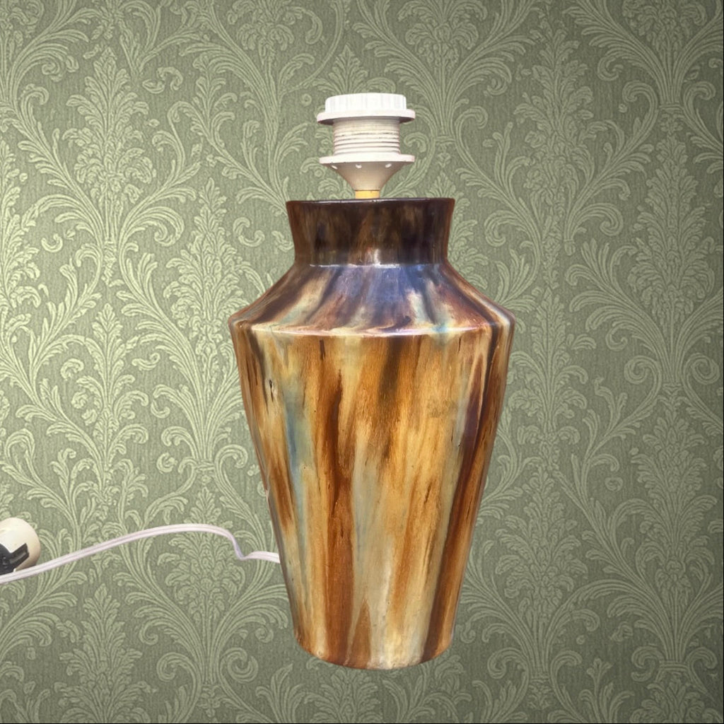 Pied De Lampe En Grès Vernissé Flammé Années 1960 1970 Céramique Vintage