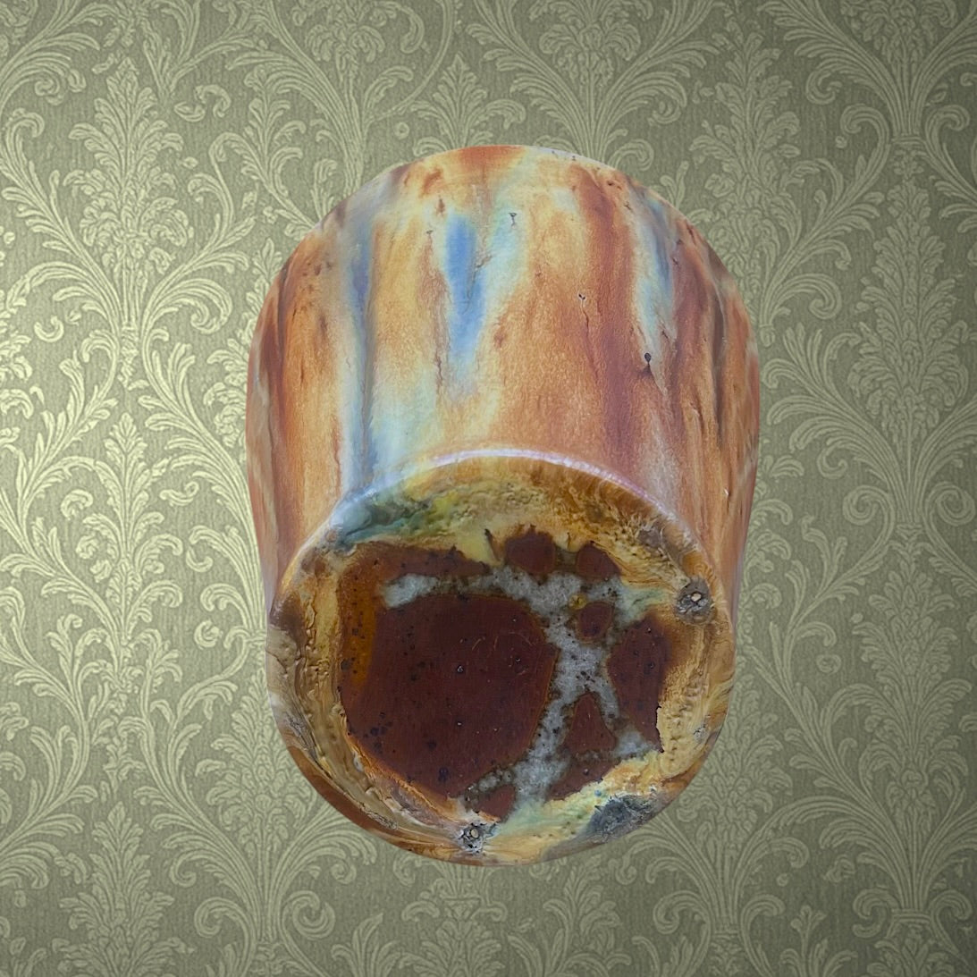 Pied De Lampe En Grès Vernissé Flammé Années 1960 1970 Céramique Vintage
