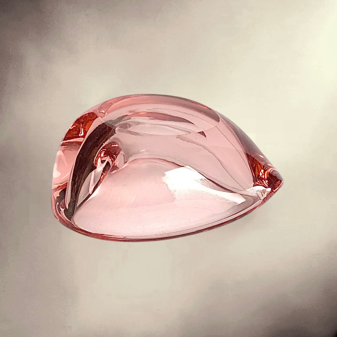 Cendrier En Verre Rose En Forme De Cœur - Années 70