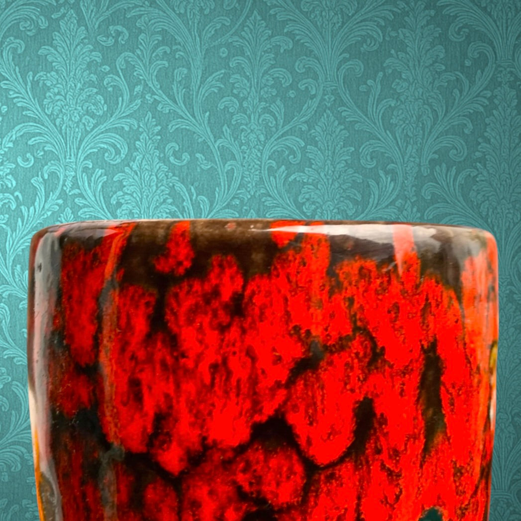 Vase Scheurich 244 22 West Germany Rouge Lave Années 60 70 Céramique Europ Linie