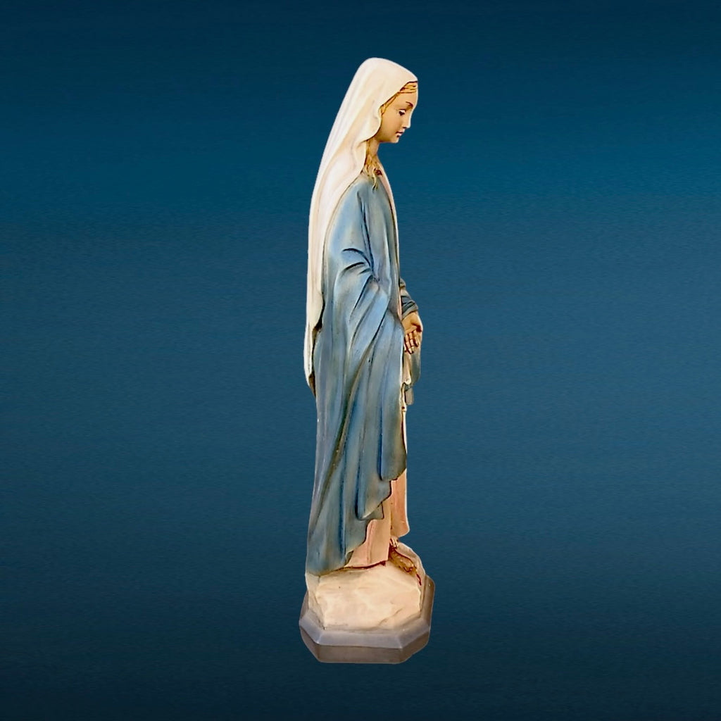 Statue Vierge Au Serpent Résine Polychrome Années 60  Sculpture Religieuse Marie