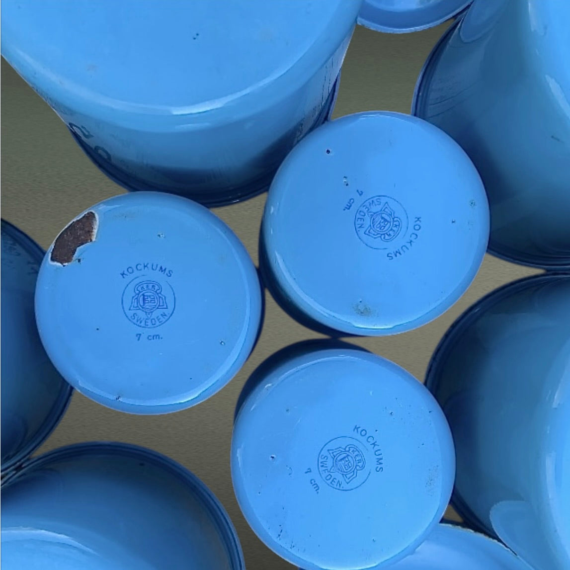 Ensemble Pots Émaillés Kockums Suède Bleu - Années 60 - Cuisine Scandinave