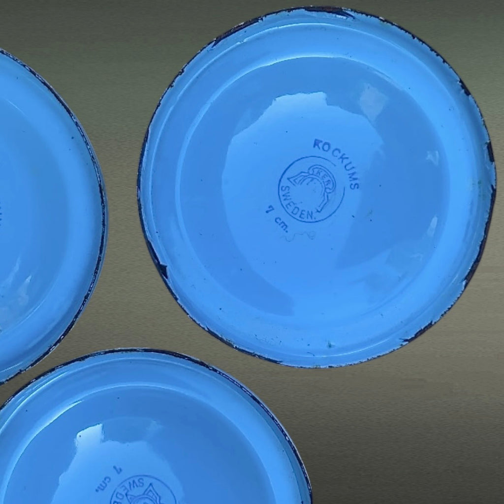 Ensemble Pots Émaillés Kockums Suède Bleu - Années 60 - Cuisine Scandinave