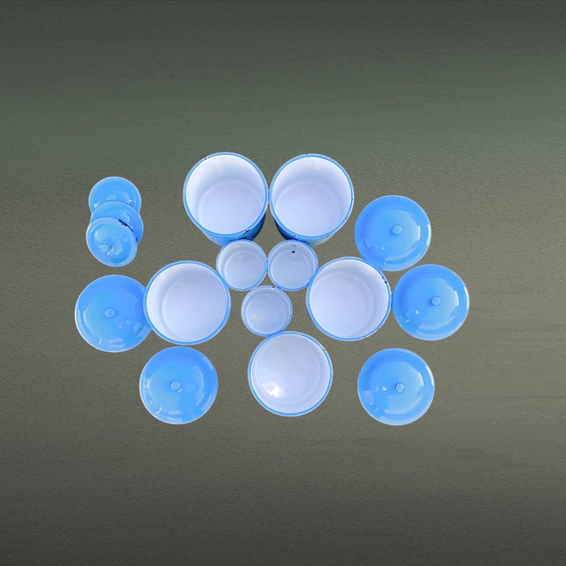 Ensemble Pots Émaillés Kockums Suède Bleu - Années 60 - Cuisine Scandinave