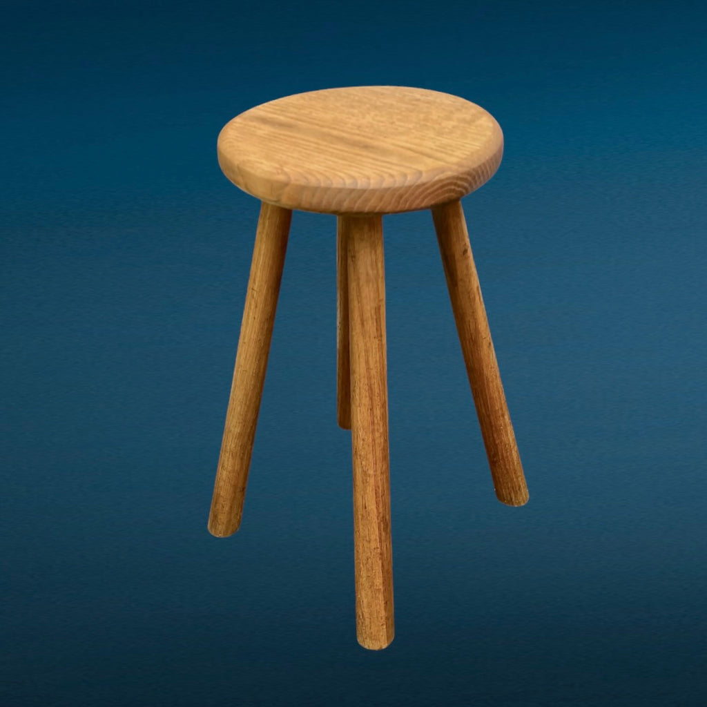 Tabouret Ancien en Bois Massif Quatre Pieds Style Rustique Minimaliste