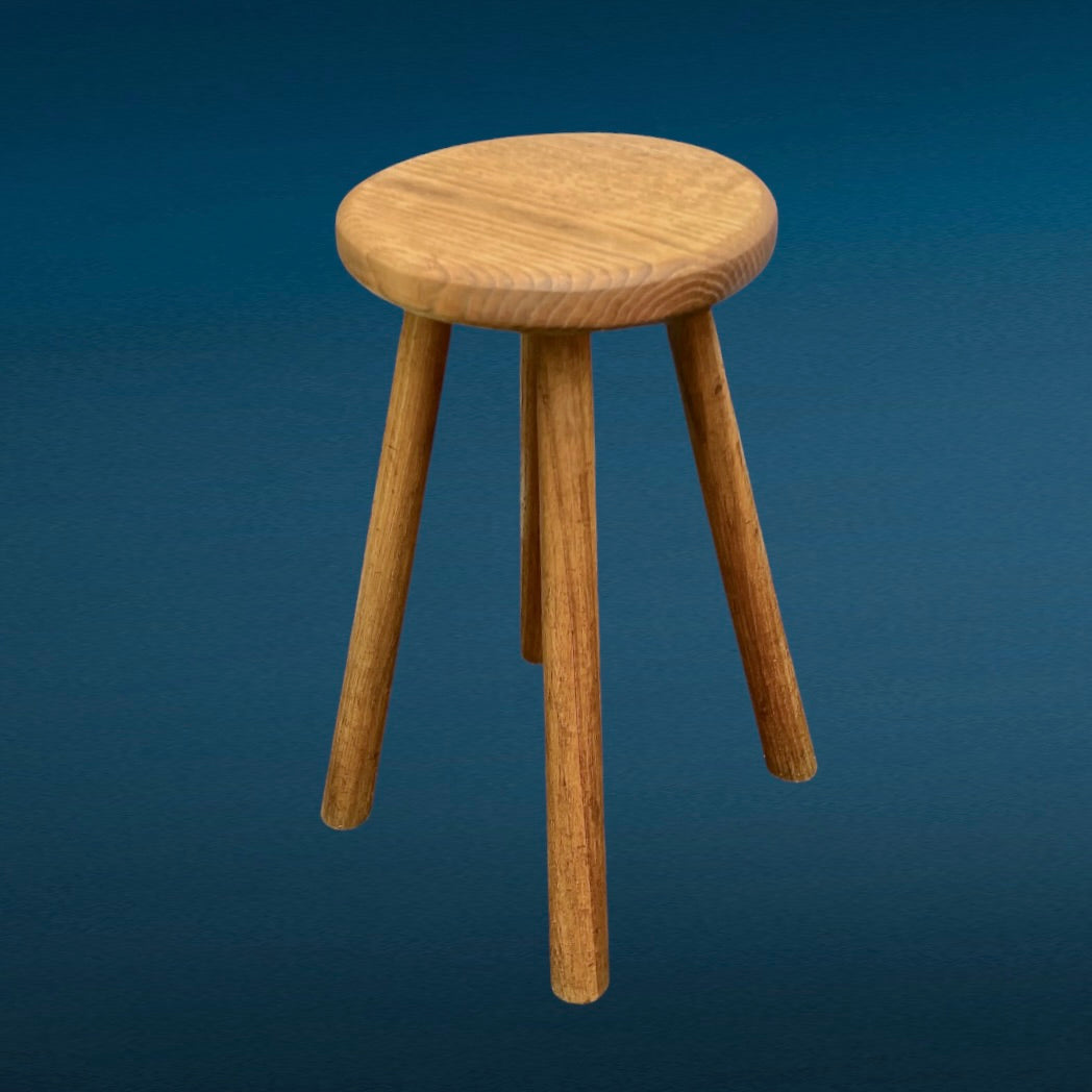 Tabouret Ancien en Bois Massif Quatre Pieds Style Rustique Minimaliste