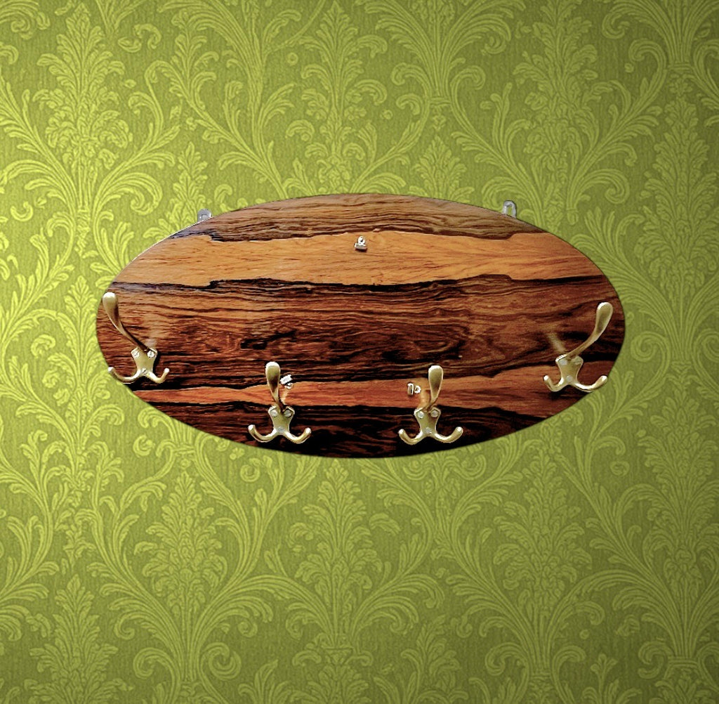 Portemanteau Mural Ovale Bois Et Aluminium Doré