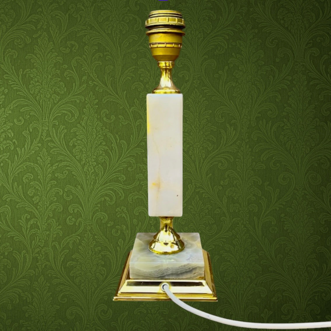 Pied De Lampe en Onyx Et Laiton Doré - Années 70