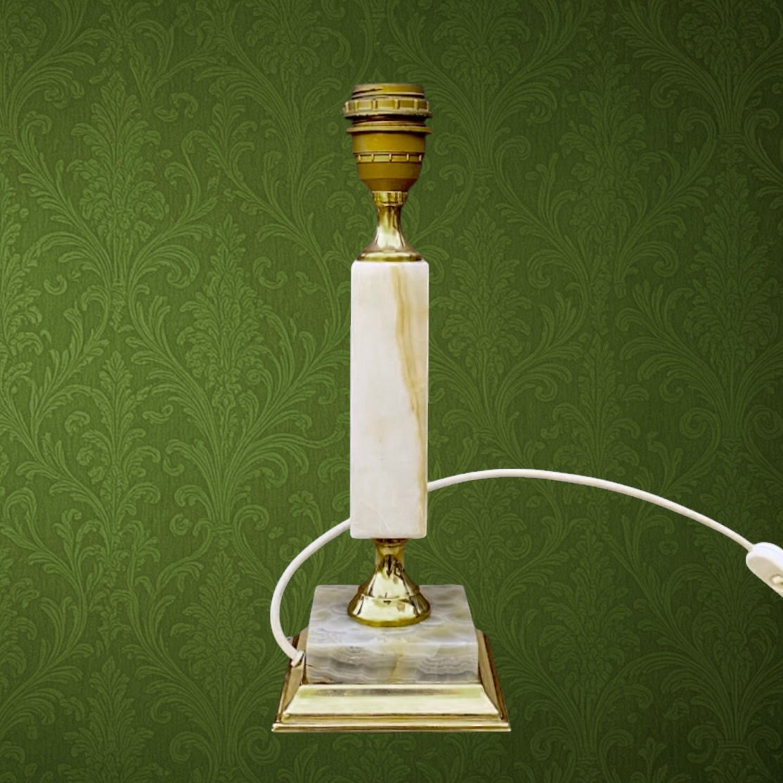 Pied De Lampe en Onyx Et Laiton Doré - Années 70