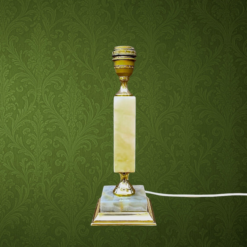 Pied De Lampe en Onyx Et Laiton Doré - Années 70