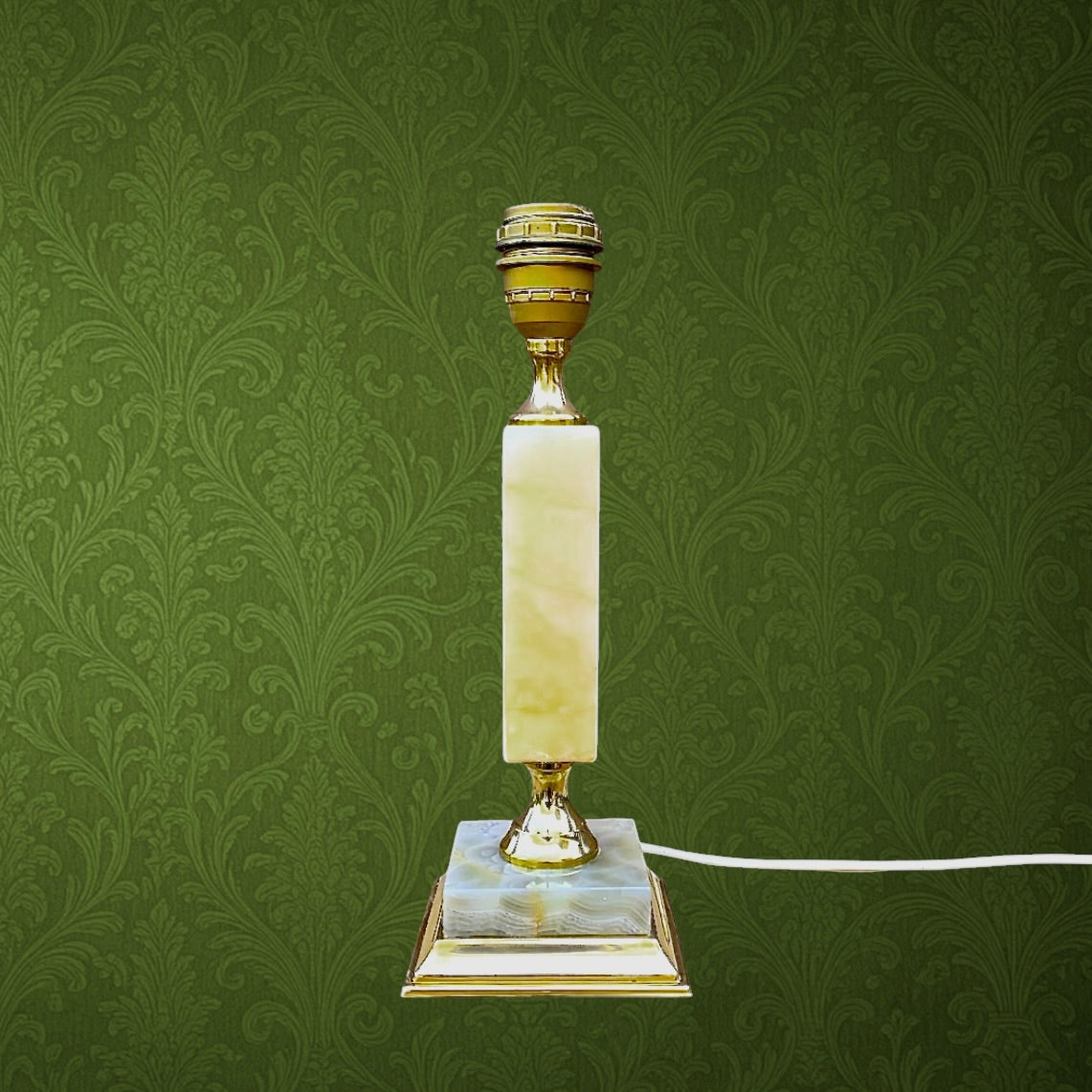Pied De Lampe en Onyx Et Laiton Doré - Années 70